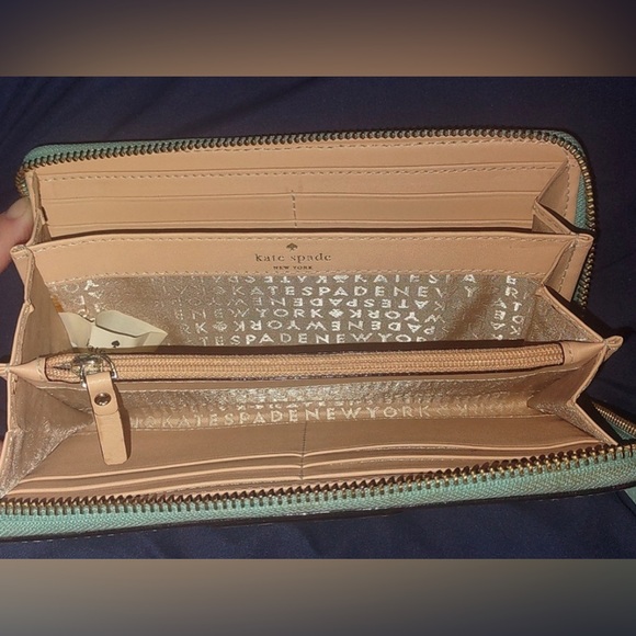 Kate Spade Wellesley Mint Mojito Leather Long Zip Around Wallet - Picture 6 of 16